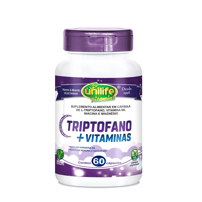 Triptofano + vitaminas unilife - 60 cápsulas 