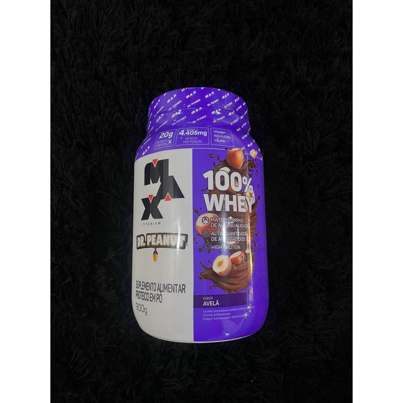 100% Whey Max Titanium x Dr. Peanut (900g), Sabor Avelã