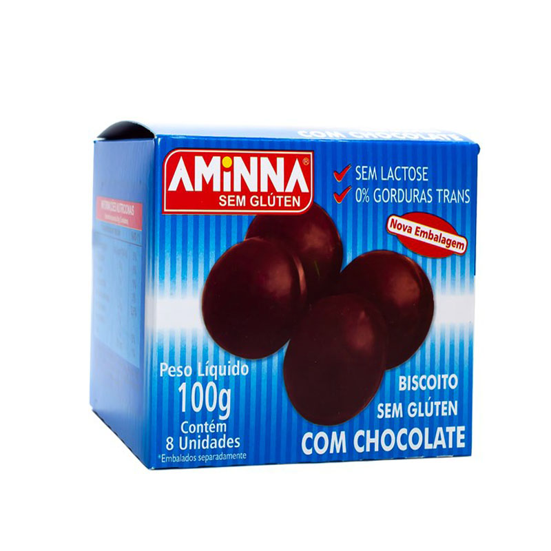 Biscoito com chocolate sem glúten aminna - 100g 