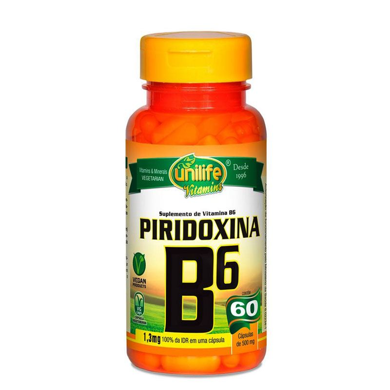 Vitamina B6 Piridoxina Unilife - 60 cápsulas 